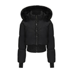 Women's Hooded Large Fur Collar Short Cotton Jacket