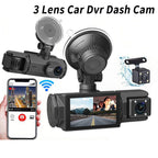 HD 1080p Driving Recorder Three-lens Same Display With Reversing Image Mobile Phone WIFI Car DVR